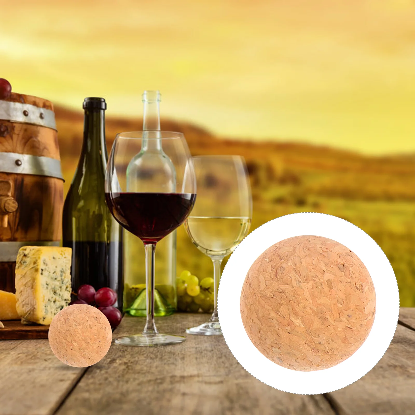 4 Pcs Wood Bottle Corks Champagne Saver Jar Cork Sphere Wooden Bottle Cork Keep Fresh Bottle Plug Vacuum Pump