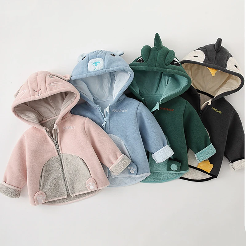 

Baby Girl Boys Clothes Cute Plush Boys Girls Coat Autumn Winter Warm Hooded Infants Jacket Children Polar Fleece Hooded Outwear