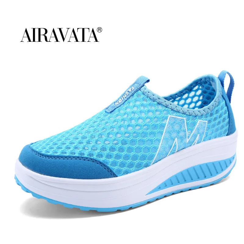 Lady Fashion Fitness Shoes Sport Breathable Shake Shoes Women Mesh Shoes Casual Platform Sneakers
