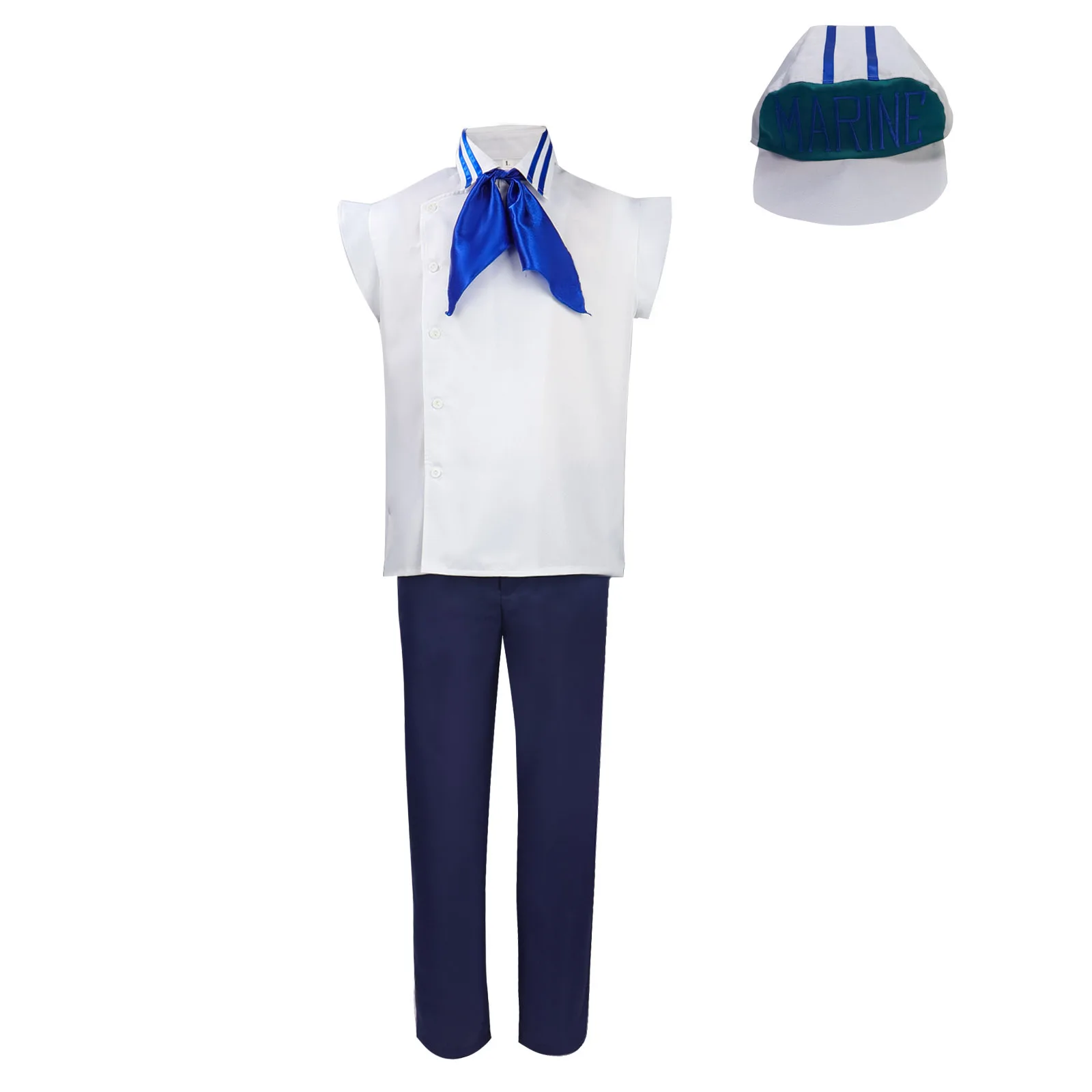 

Anime Coby Koby Cosplay Costume Top Pants Blue Full Set Hat Halloween Carnival Party Role Play Outfit for Men Women