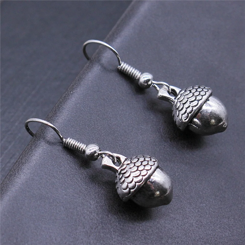 

Acorn Pine Nut Squirrel Earrings Ear Stud Drop Tassel Chain Handmade,Silver Color,Women Jewelry Accessory Pendant Gift