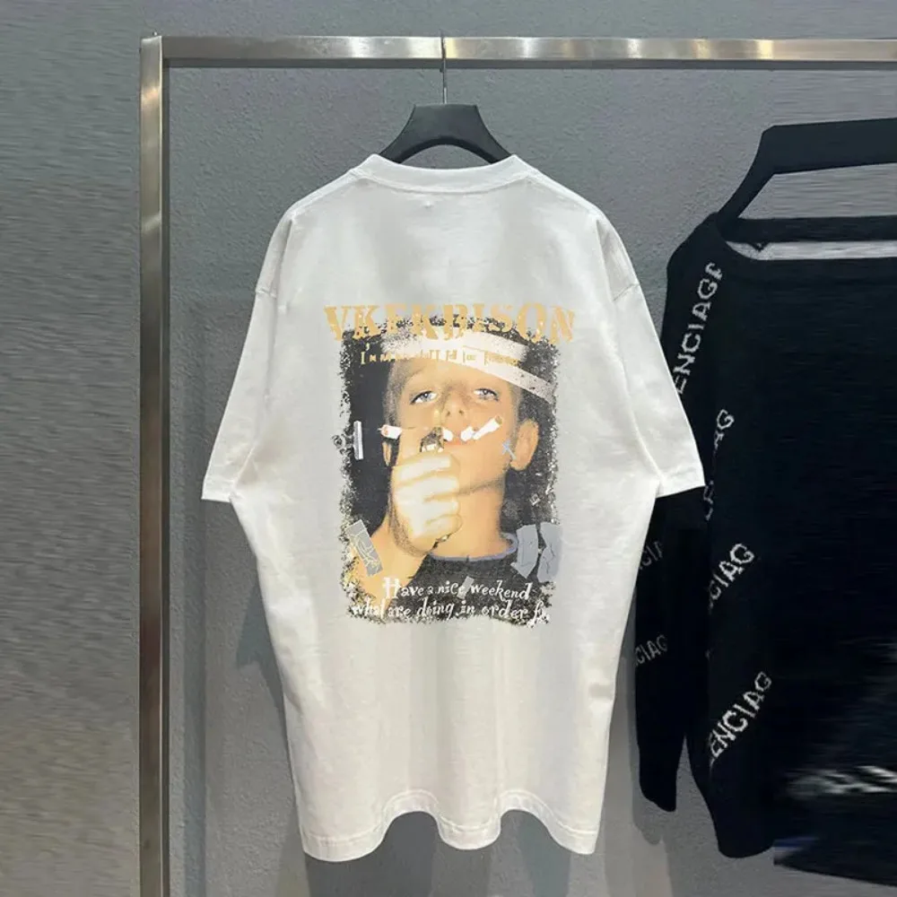 Мужская повседневная хлопковая футболка в стиле хип-хоп с принтом головы дышащая