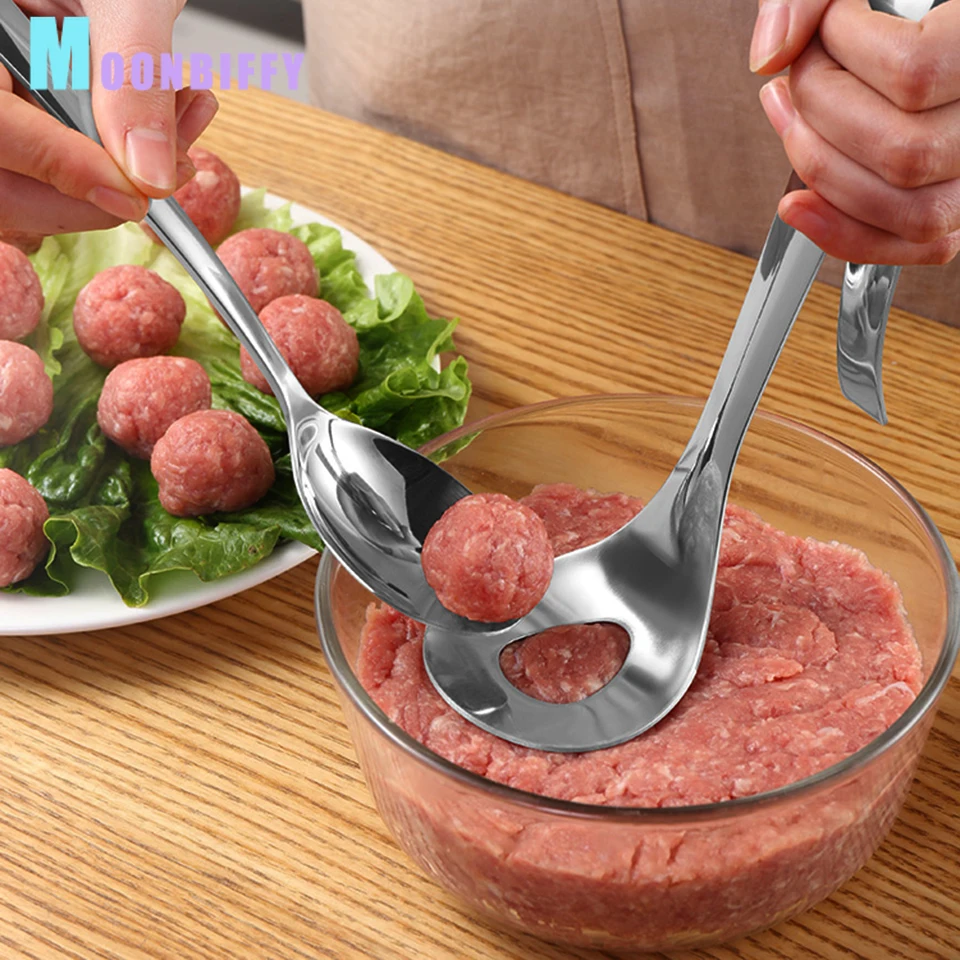 

Креативная антипригарная ложка для приготовления фрикаделек, эллиптическое отверстие для утечки, кухонные гаджеты, форма для мяса, кухонны...