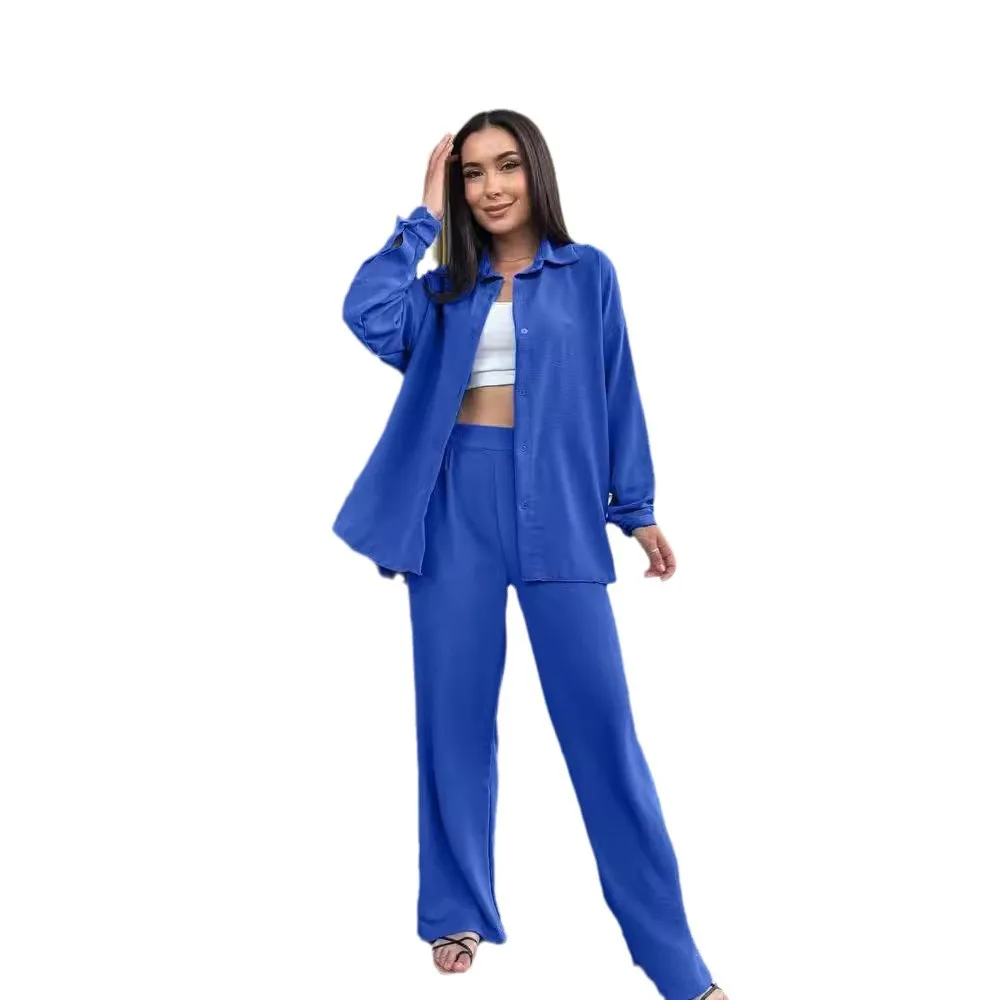 Женский повседневный комплект из двух предметов рубашка с длинным воротником на