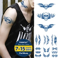 blue lasting ink juice waterproof temporary tatoo sticker personality skull wings totem flash body art fake tattoo men women