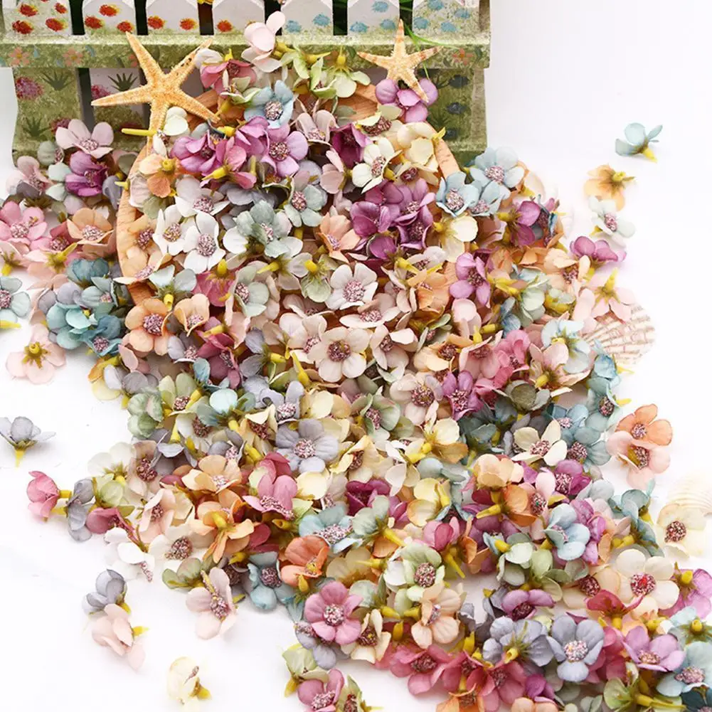 

100pcs Artificial Flowers Silk Flower Heads Wedding Christmas Crown Scrapbooking Decoration Fake Wreath Flower Home D4b9