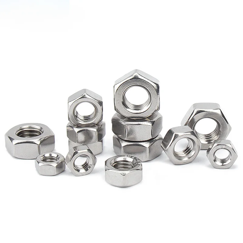 

25/50/100pcs Hexagon High Quality 304 Stainless Steel Hex Nuts Metric DIN934 M1.4 M1.6 M2 M2.5 M3 M4 M5 M6 Nut For Screws Bolts