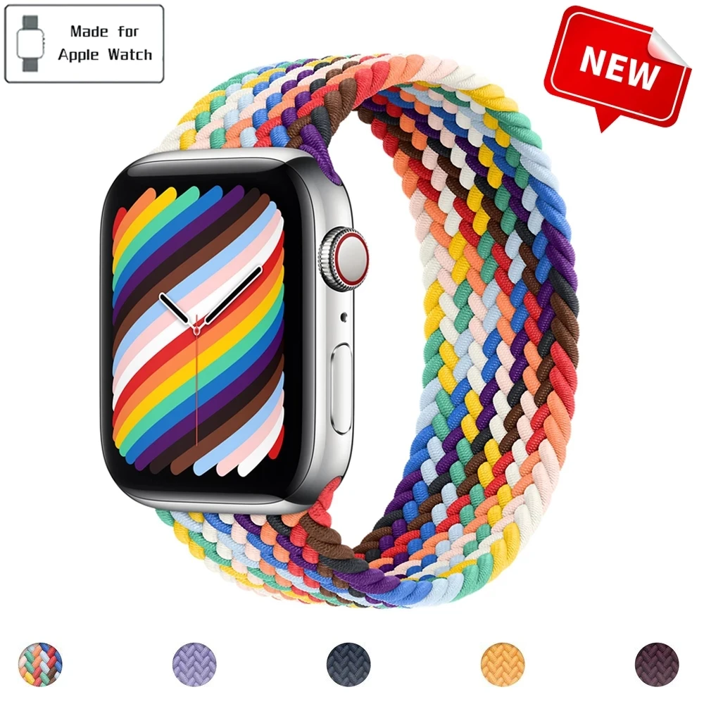 Braided SOLO LOOP Strap For Apple watch band  40mm 38mm 42mm 44 mm Nylon bracelet correa iWatch serie 3 4 5 SE 6 7 8 45mm 41mm