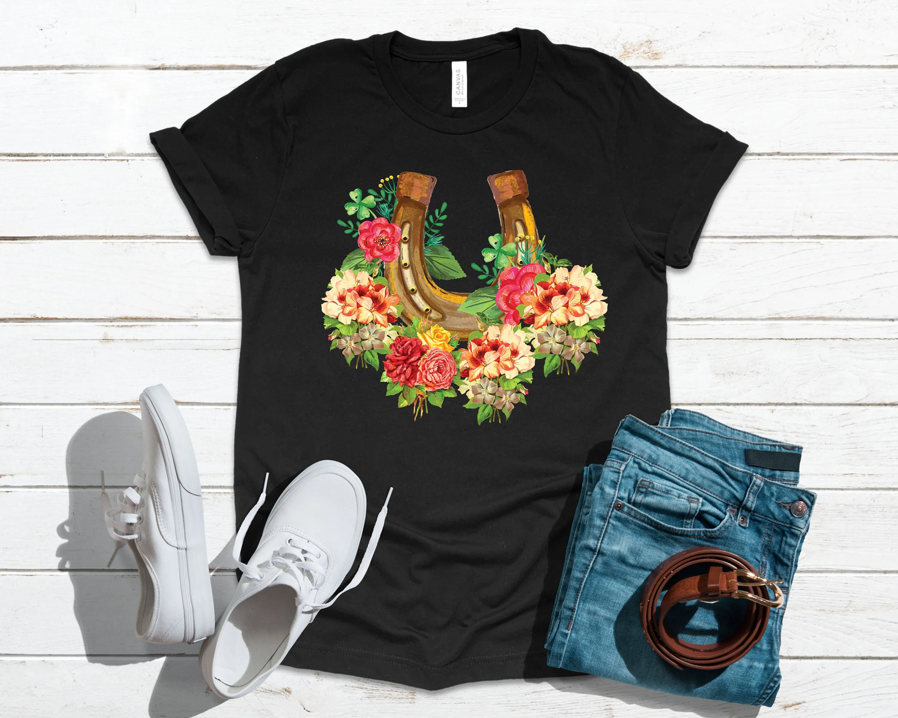 Симпатичная женская футболка с цветочным рисунком для верховой езды детская