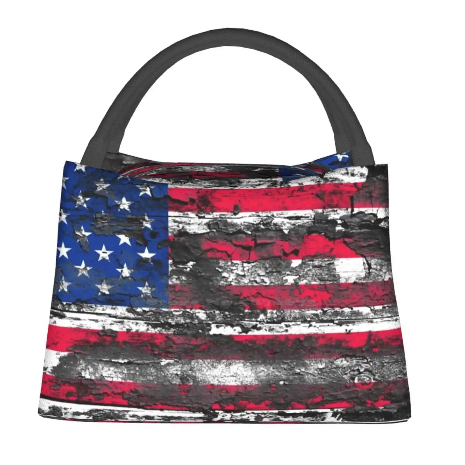 

Wallpaper Usa Flag Thermal Cooler Insulated Bags Winter Summer America Usa Banner Flag American Old Weathered States Stripes
