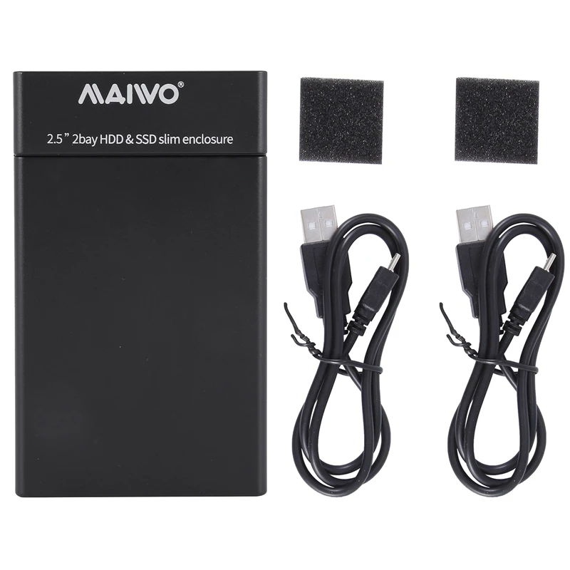

Maiwo K25682 2 Bay Hard Disk Drive Box With 2.5 Inch SATA/HDD/USB Enclosure