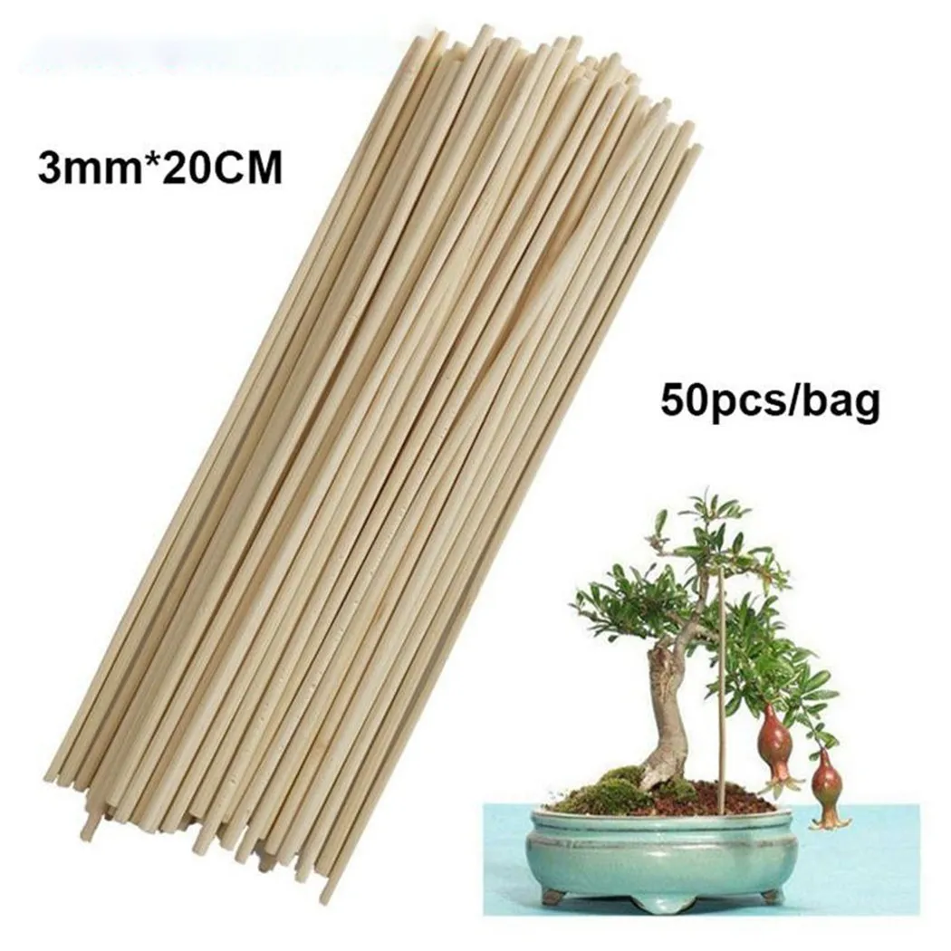 

50pcs Wooden Plant Grow Support Holder Bamboo Plant Sticks For Greenhouse Plants Flower Stick Cane Stand