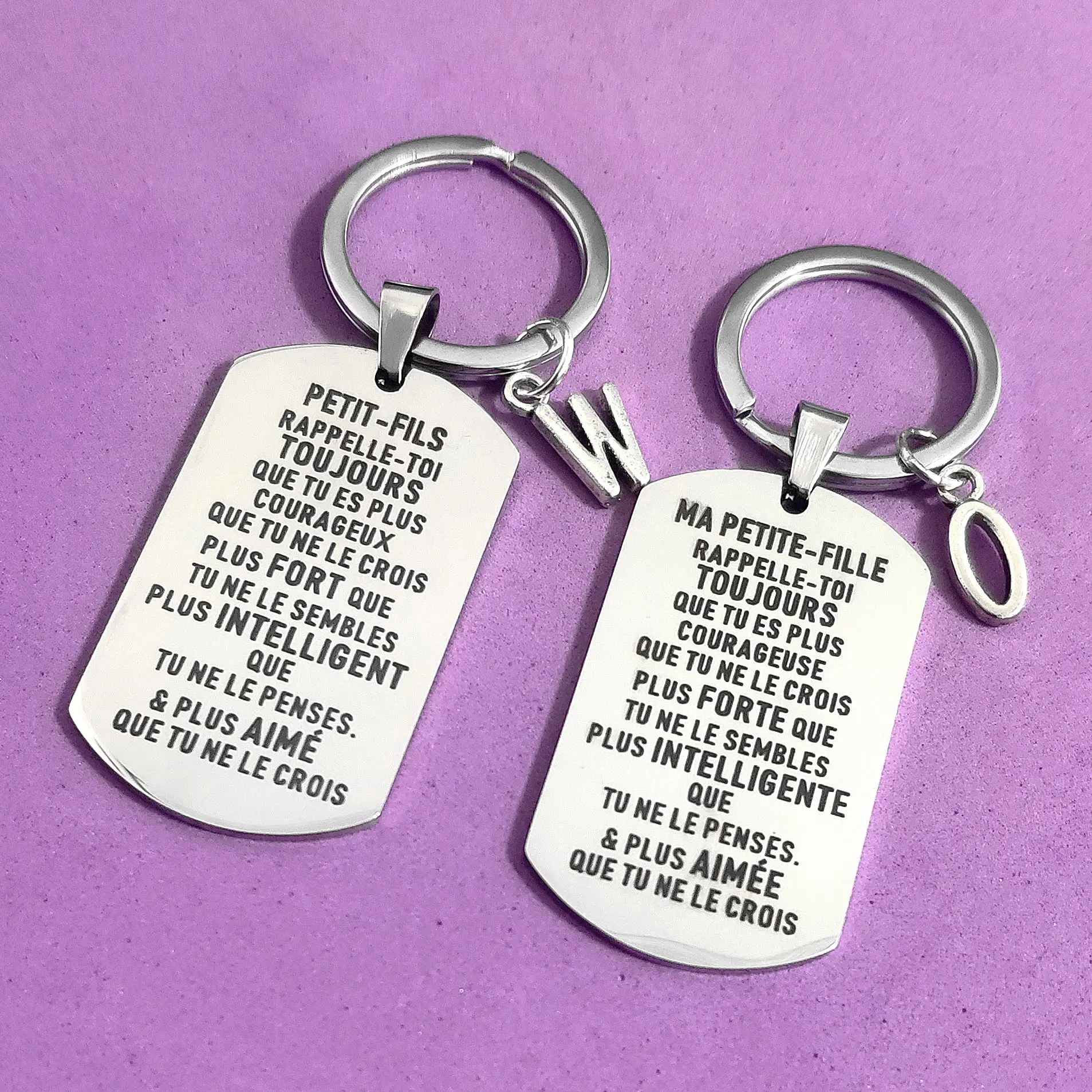 

Gifts Keychain for Car Keys DIY Stainless Steel Keyring Creative 26 Letters Wedding PETIT-FILS MA PETITE-FILLE Ornaments Holder