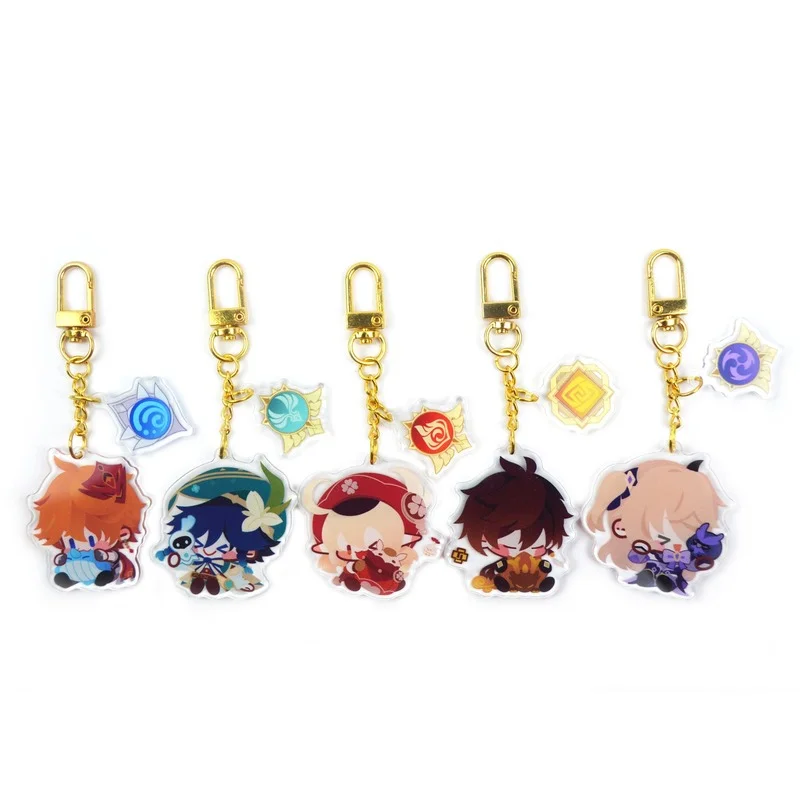 

Genshin Impact Acrylic Keychain Cosplay Venti Klee Ajax Zhongli Fischl Vision Genshin Impact Key Chain