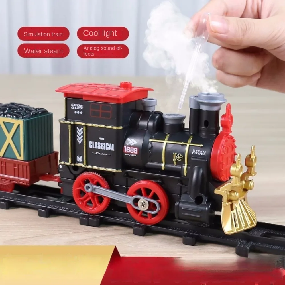 

Rail steam train Classics Steam Little Train Track Car Simulate High-speed Train Children Remote Control Christmas Train Toy Boy