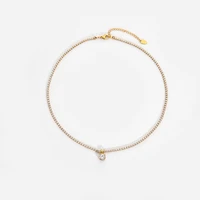 316l stainless steel necklace gold color plated tennis necklace white 3a zircon crystal chain choker necklace jewelry wholesale