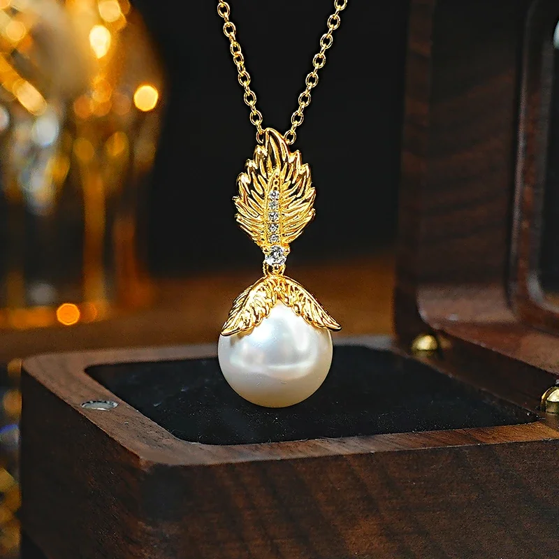 Фритилария жемчужные листья Серебряный кулон 925 пробы с высокоуглеродистой