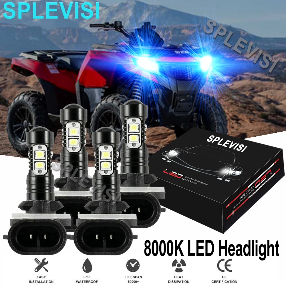 4PCS 8000K Ice Blue 50W LED Headlight Bulbs Kit For ARCTIC CAT 400 500 650 700 HIGH LOW BEAM