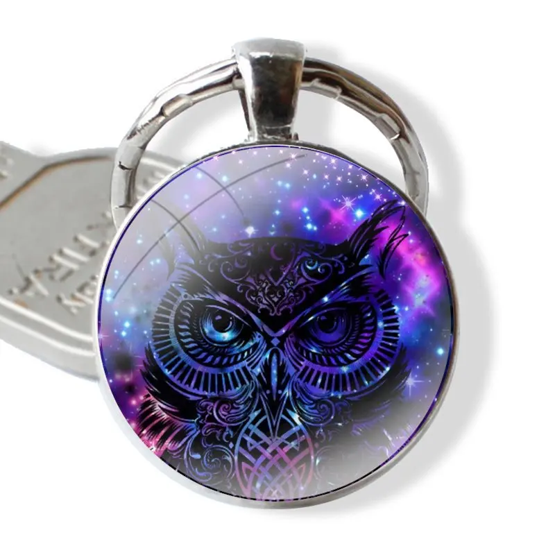 Брелок ручной работы стеклянный кабошон брелок для ключей подвеска цепочка Сова