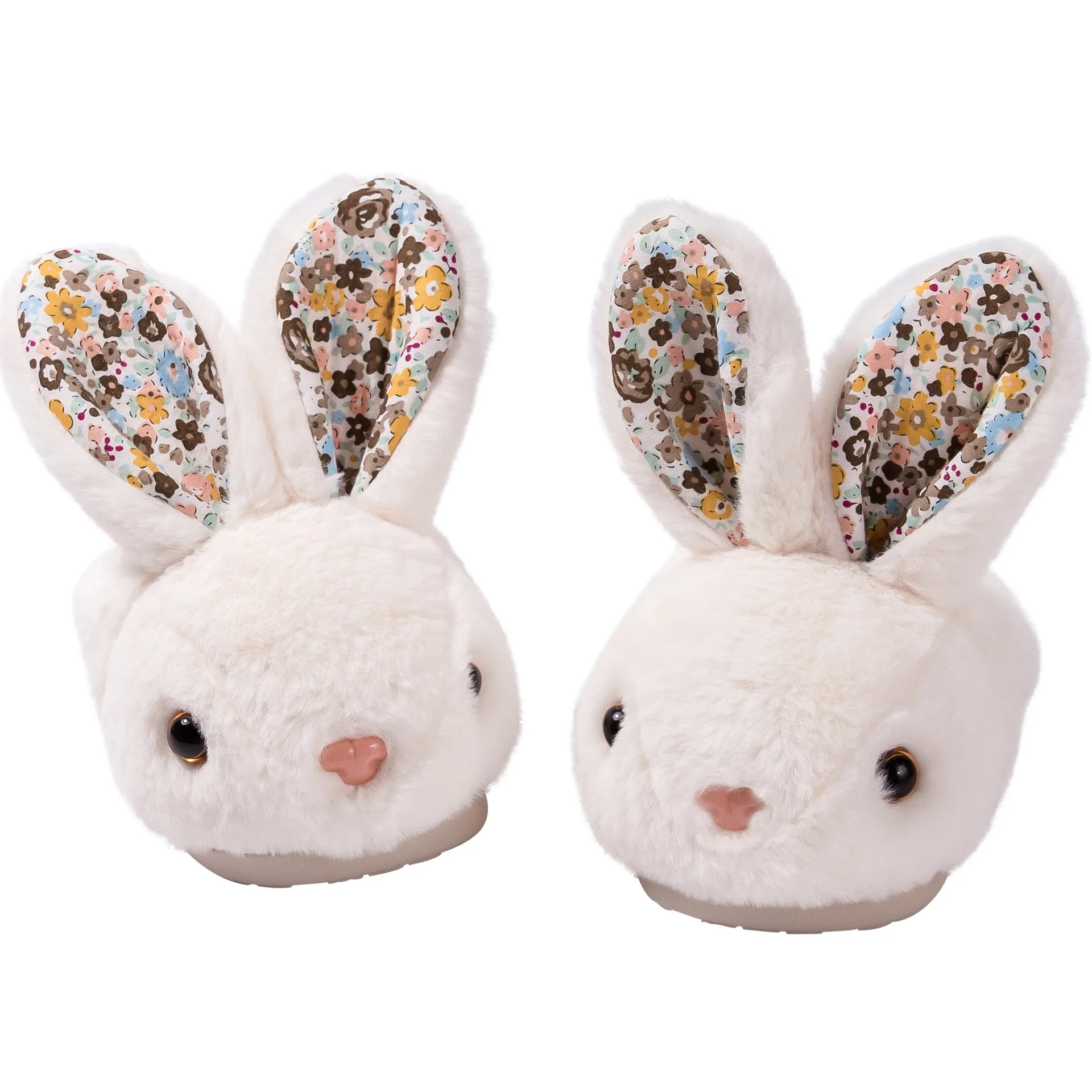Cute White Rabbit Slippers Children's Fur Loafers Home Warm Shoes Kid Boy Slides Fluff Slippers Toddler Girls Bootie Slippers images - 6
