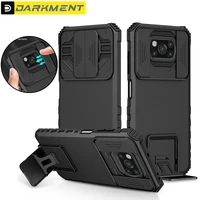 shockproof kickstand phone case for xiaomi poco x4 m3 x3 pro nfc rugged anti drop slide camera lens cover for mi 11t lite 5g gne