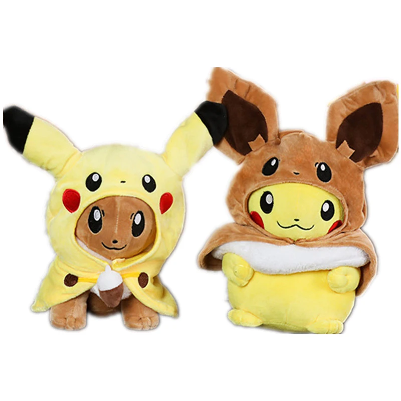 

Kawaii Pokemon Doll Pikachu With Eevee Clothes Plush Toy Cute Stuffed Anime Eevee Plushies Christmas Gift For Child Kids