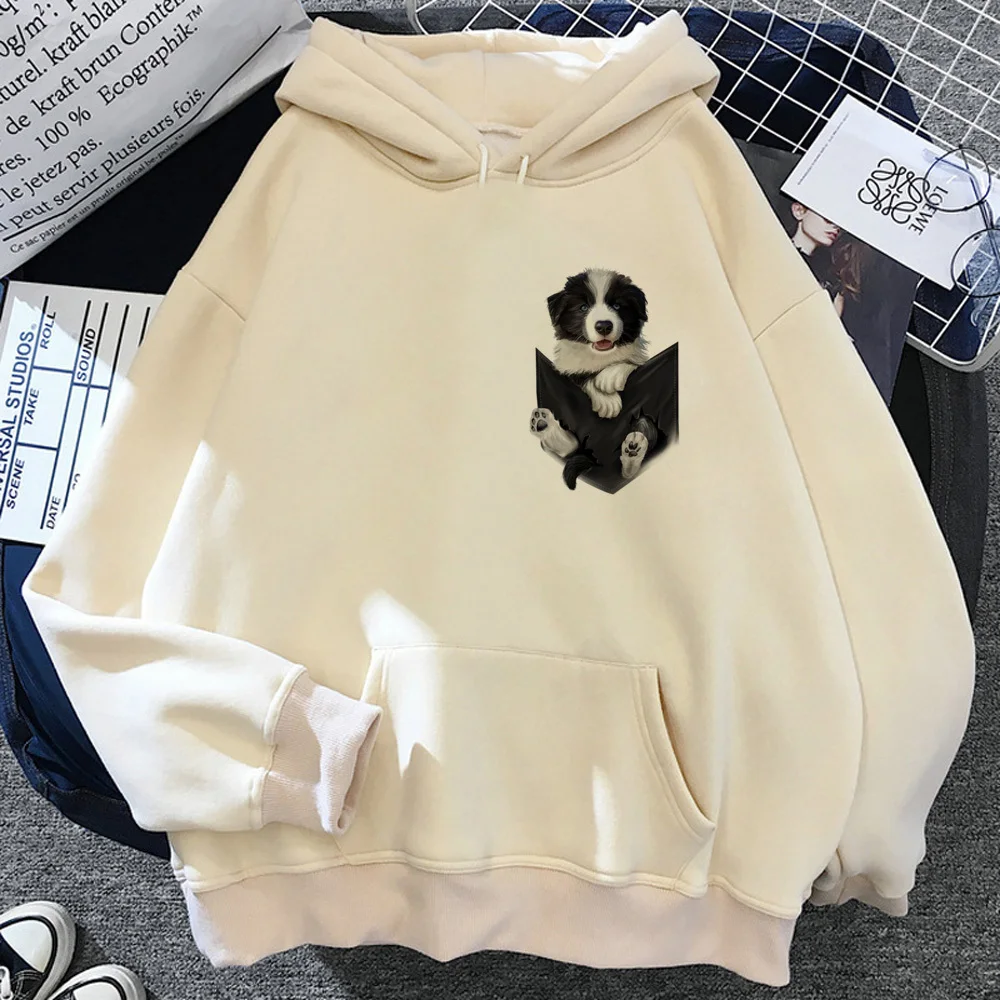 Border Collie hoodie patterned casual wear comic comfortable funny printed design girl tracksuits anime youthful soft fabric