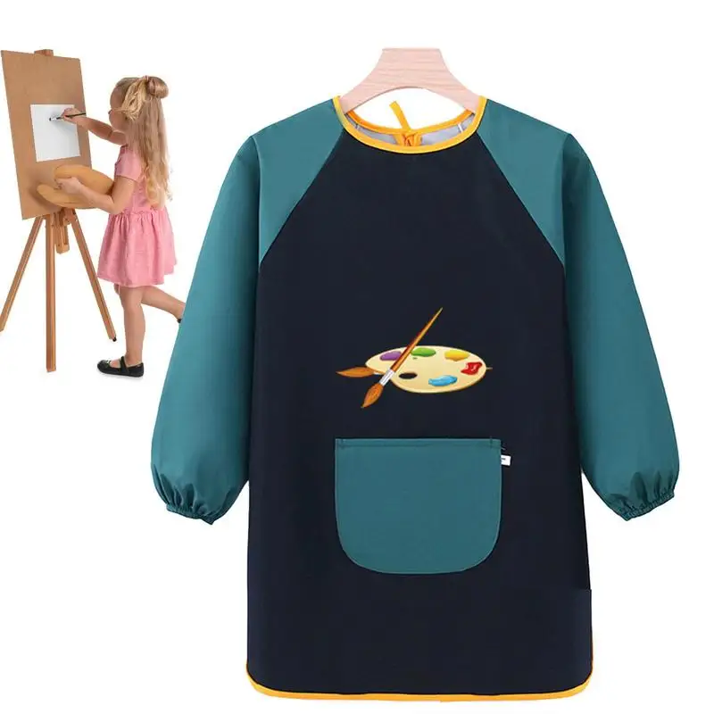 

Paint Apron For Kids Long Sleeve Polyester Painting Art Aprons Comfortable Adjustable Aprons Waterproof Kids Smocks For Pottery