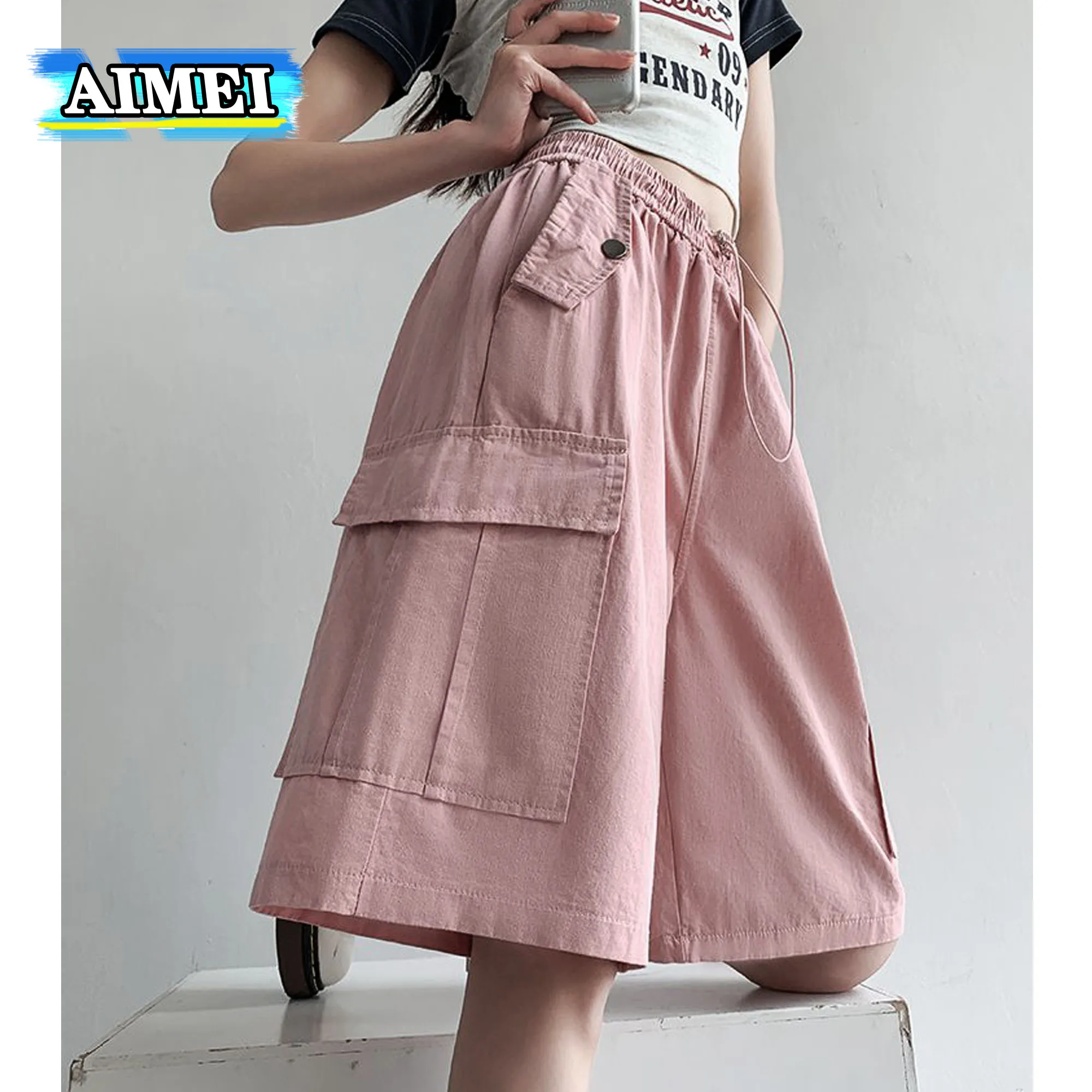 Women's Y2K Clothes Oversized Wide Leg High Waist New Loose Straight Cargo Pants Shorts Summer Korean Style 2023 Fashion