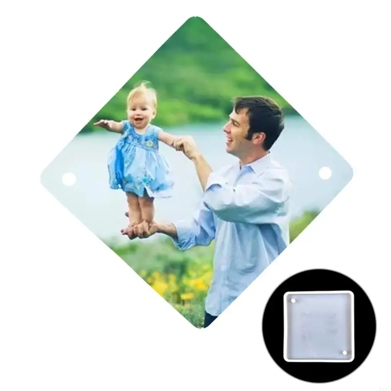 E21f Силиконовая плесень для смолы с отверстием Aquare Pendant Diy Dece Decor