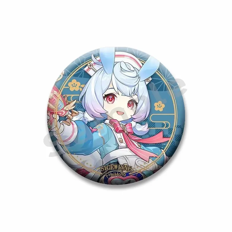 Фото Anime Game Genshin Impact Klee Hu Tao Eula Nahida Chiori Badge Cute Cartoon Button Pin Clothes Backpack Round Brooch Accessories №5