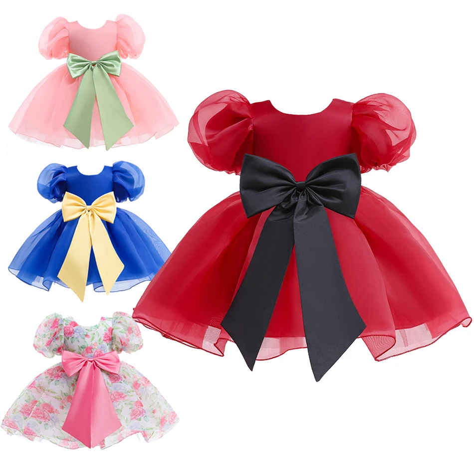 

Новинка 2022, Одежда для новорожденных, платье для маленьких девочек, кружевное платье принцессы на 1-й день рождения, свадебные платья для мал...