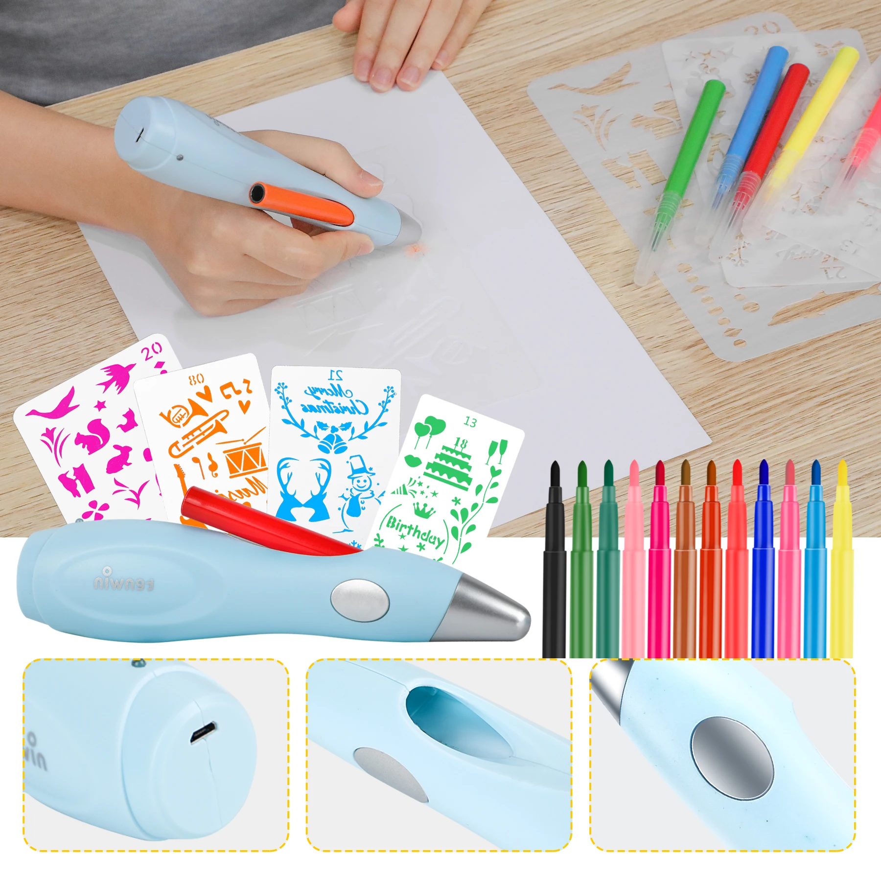

DIY Electric Spray Pen Airbrush Set Multi-function Color Inkjet Painting Brush Washable Spray Painting Hand Drawn Spray 12 Color