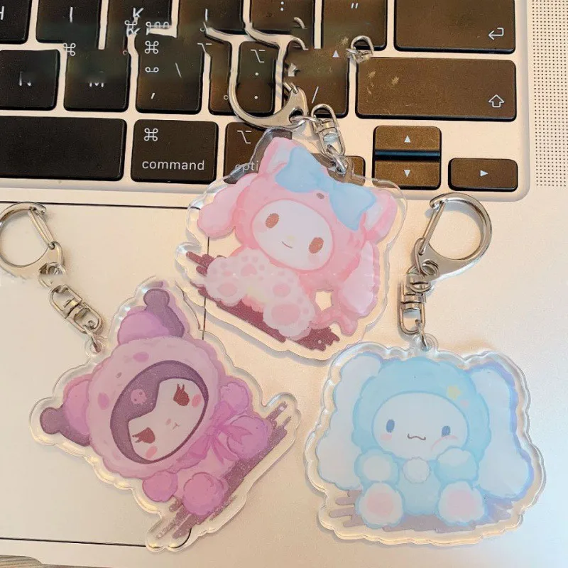 

Sanrio Kuromi Mymelody Cinnamoroll Kawai Doll Cartoon Cute Keychain Accessories Anime Acrylic Keychain Pendant Bag Toy for Kids