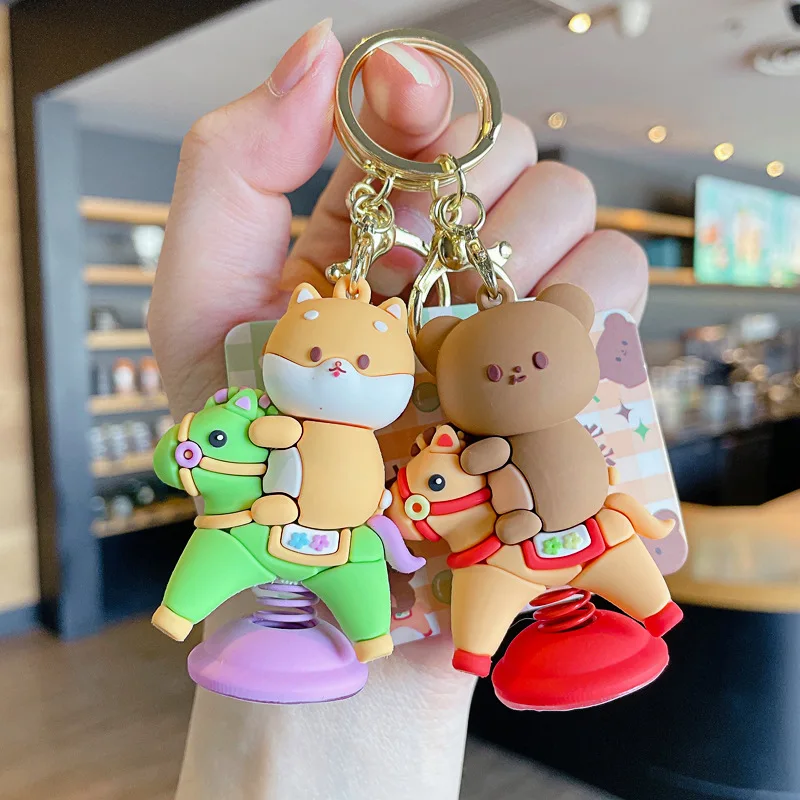 

Cartoon Shiba inu Bear Creative Trojan Keychain Cute Doll Keyring Fashion Couple Bag Ornament Key Chain Car Pendant Accessories