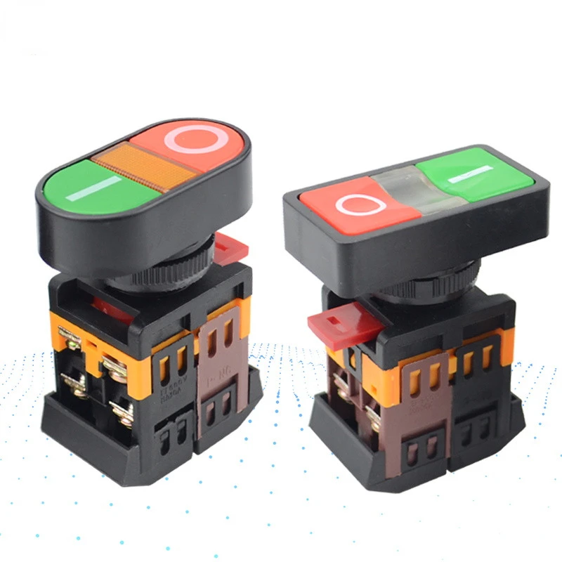 Пусковой переключатель с двумя кнопками и светодиодной лампой (монтажное