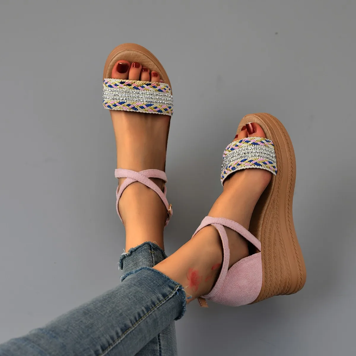 Women's Casual Wedges Sandalias Mujer Summer New Peep ToeHeels Platform Sandals Ladies Light Beach Shoes Zapatos De Mujer