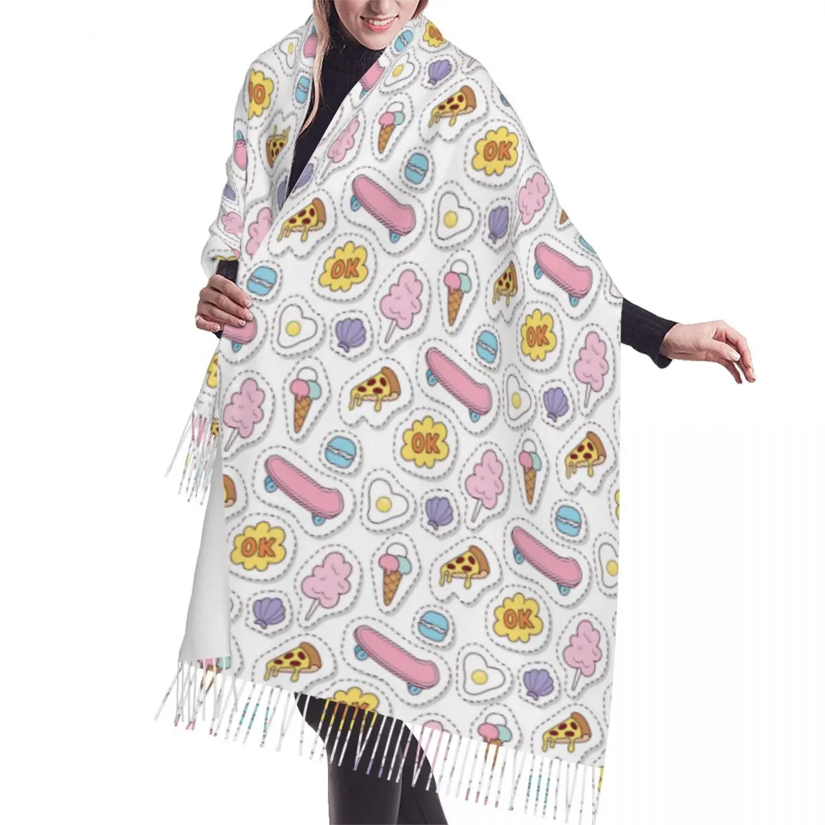 

Hipster Patches Elements Soft Cozy Cashmere Scarf Woven Wrap Womans Warm Shawl