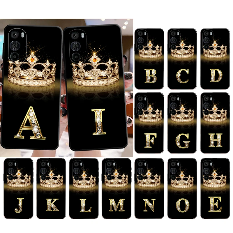

Diamond Crown Letter Phone Case for Moto E22i E22 E32 E40 E20 Edge X30 20 Lite 20Pro 30 Neo Ultra Fusion E7Power E7 E6 Plus