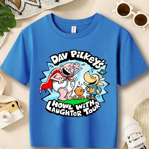 Футболка с собакой Dav Pilkey's, детская одежда, модная футболка для мальчиков, повседневные топы с короткими рукавами и рисунком собаки для девочек, детская одежда
