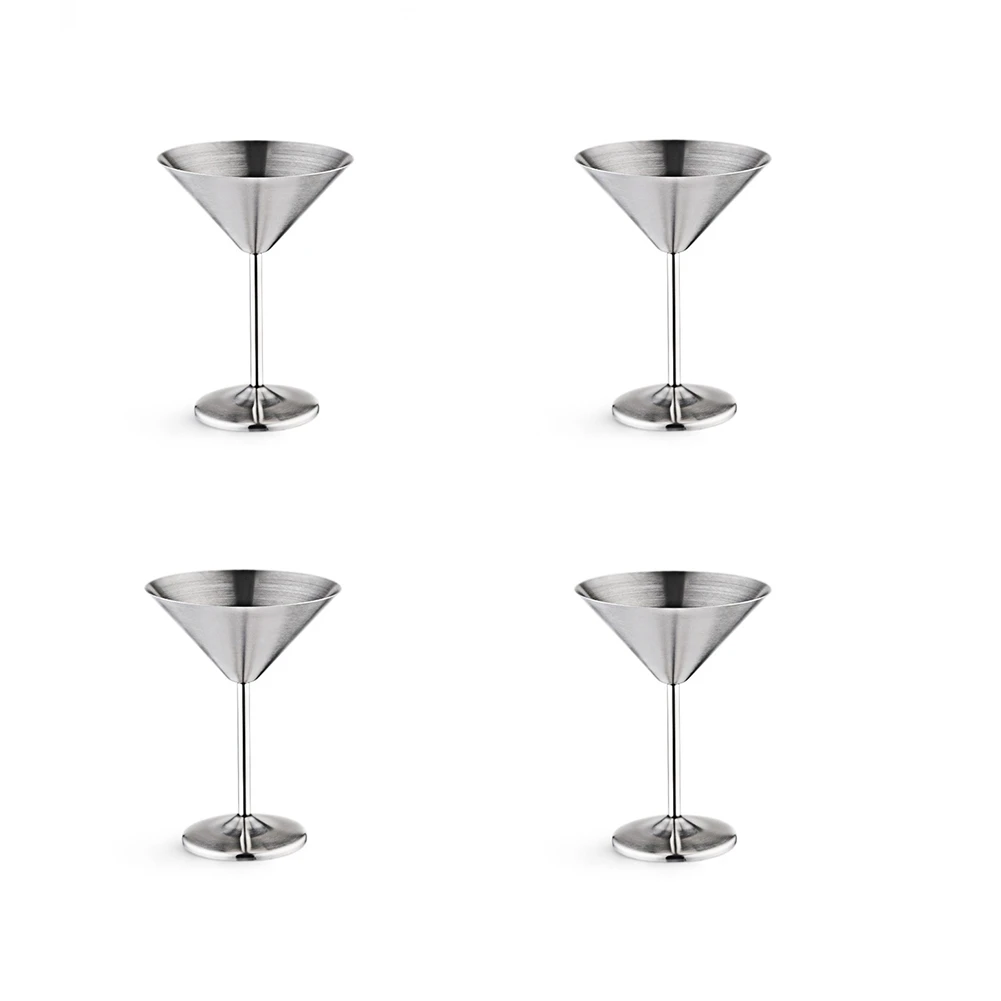 

Stainless Steel Martini Glasses Set of 4 8 Oz Metal Cocktail Glasses Unbreakable Durable Mirror Polished Finish