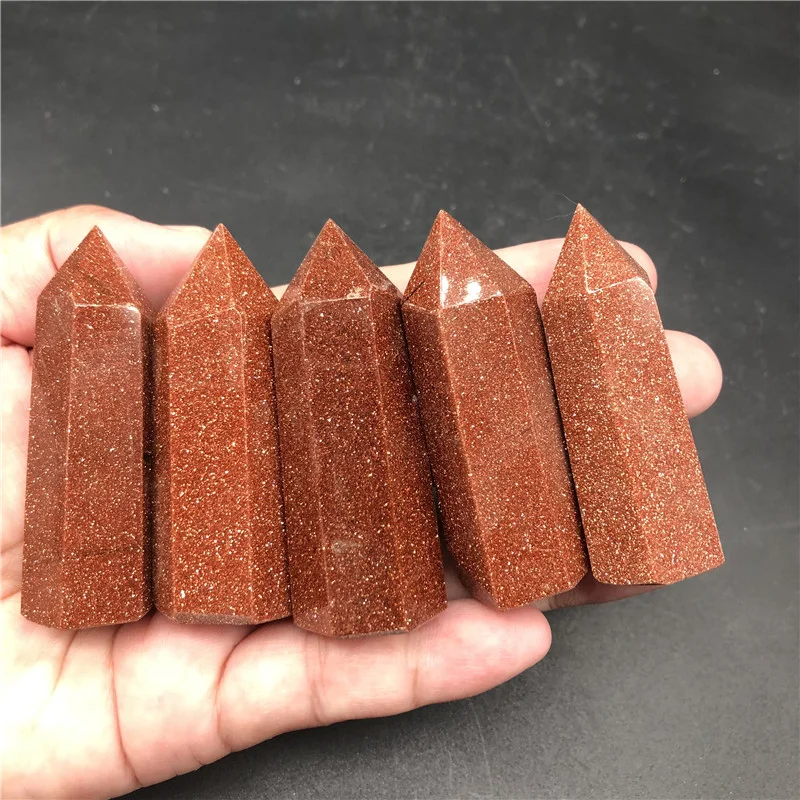 

Bulk wholesale red gold sand stone wands crystal point for home decoration