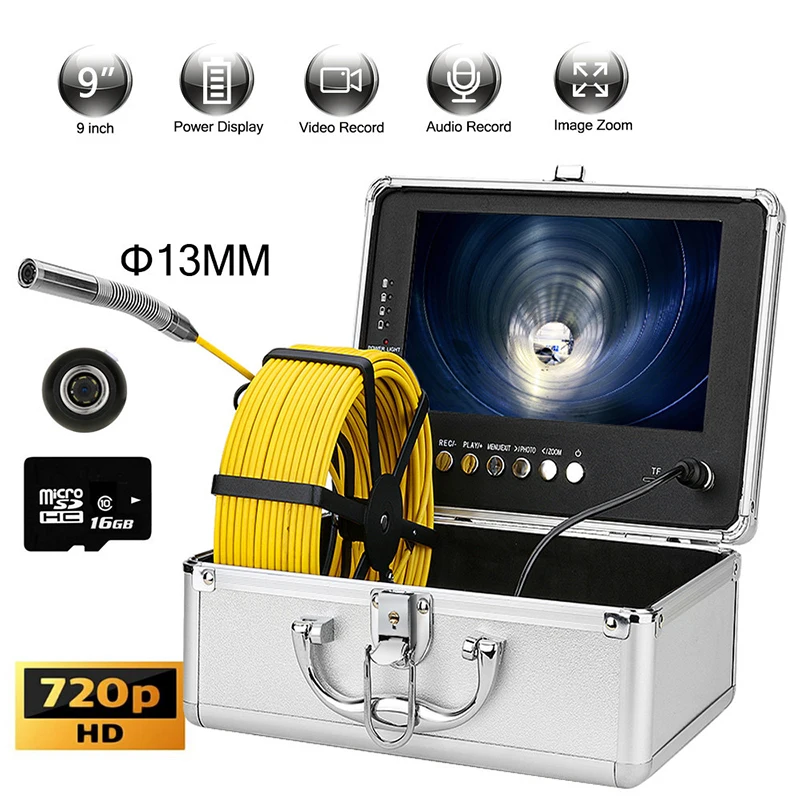 

9 Inch IPS Monitor Pipe Sewer Drain Inspection Camera Endoscope Video Underwater Pipelink Borescope 10M 20M 30M