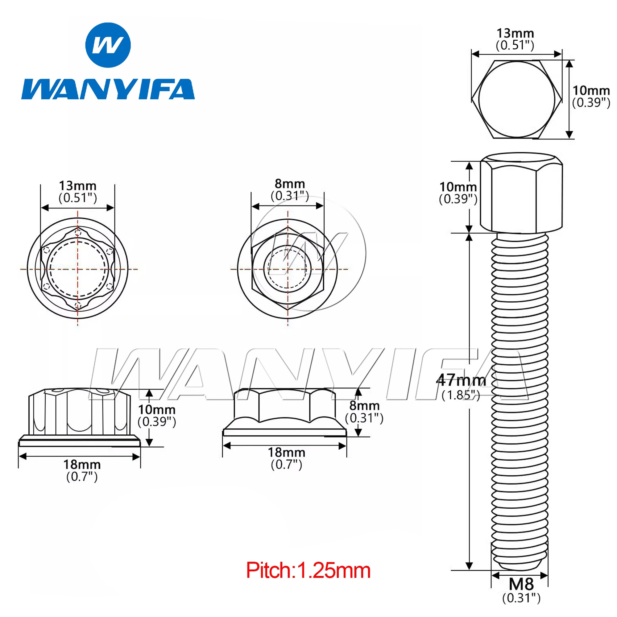 Фотоболты M8/m10x47 мм винты с шестигранной головкой M8/M10 шаг фланцевой гайки 1 25 для