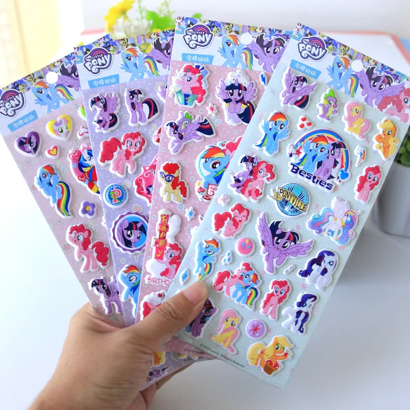 

4 Sheets/Lot My Little Pony 3D Puffy Bubble Stickers Cartoon Princess Animals Waterpoof DIY Baby Toys for Kids Boy Girl Gifts