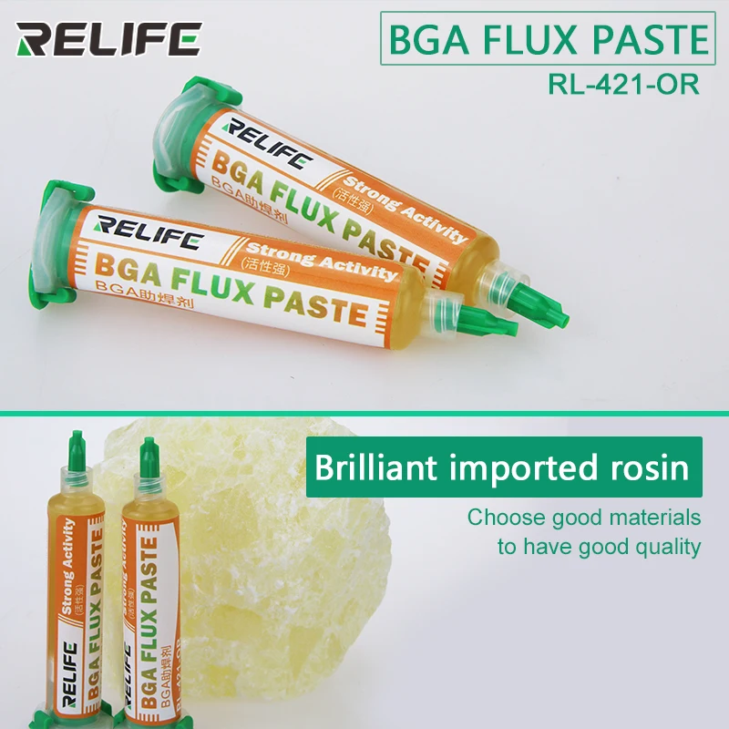 

RELIFE RL-420 RL-421 RL-422 Soldering Flux for BGA SMD PGA PCB Repair 10CC Strong Activity Halogen Free Welding Paste