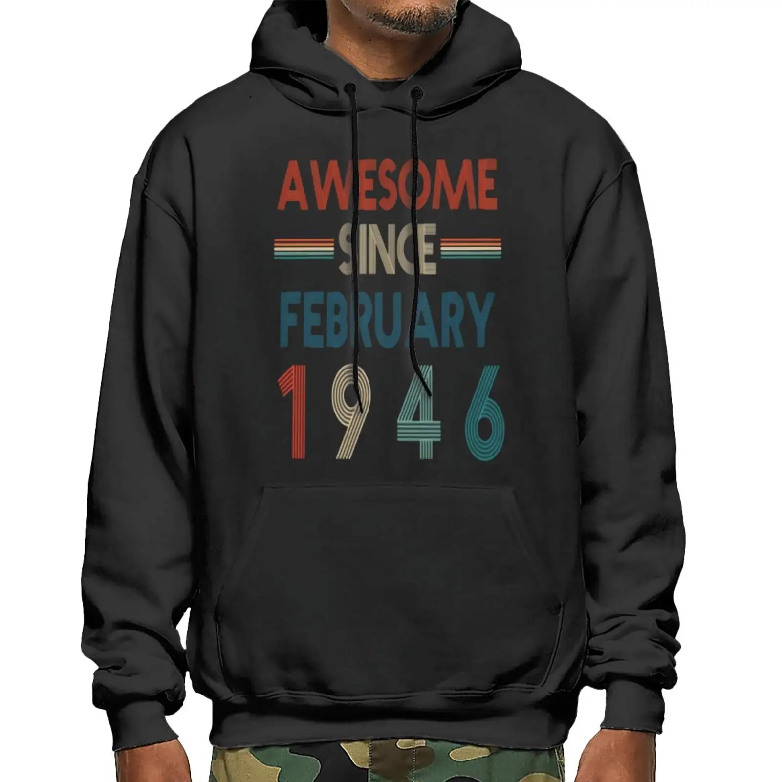 

Awesome Since February 1946 Birthdate Hoodie Zip Up Hoodie Harajuku Hoodie Hip Hop Men's Top Shirt Oversized Hoodie Streetwear