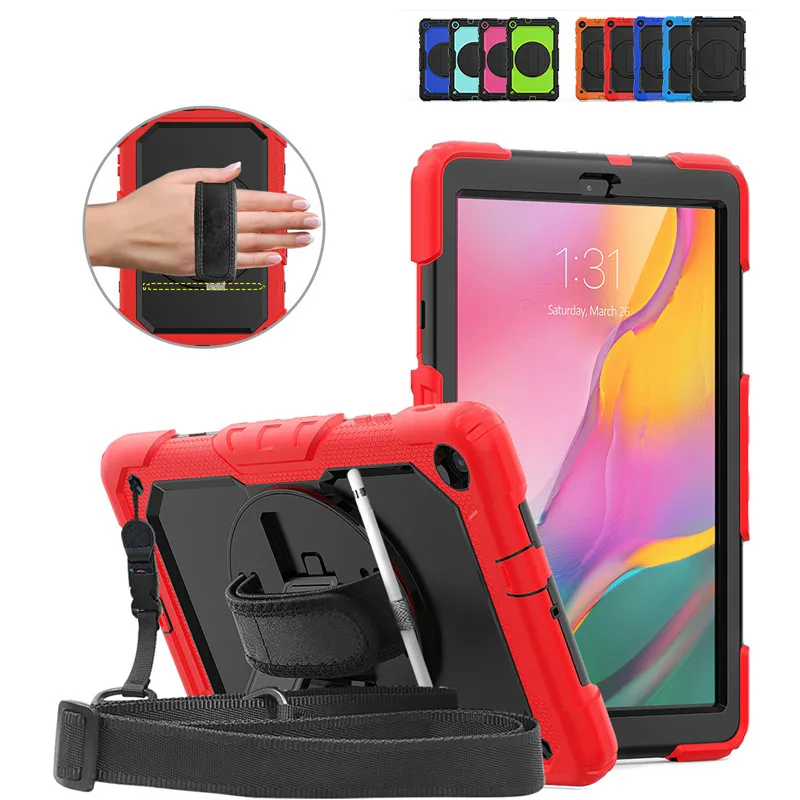 

Samsung Tablet Case Stand For Funda Tablet 2019 Samsung Galaxy Tab A 10.1 SM-T510 T515 Tablette Cover Rotate Hand Strap