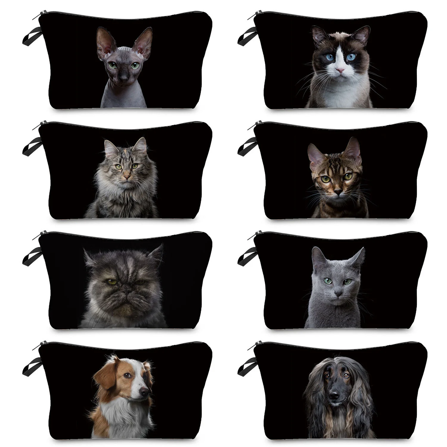 

Heat Transfer Animal Pattern Makeup Bag Cute Cat Dog Print Cosmetic Bags High Quality Organizer Multifunction Women Pencil Case