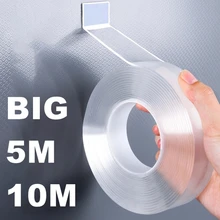 5/10M Nano Tape Double Sided Tape Transparent Reusable Waterproof Adhesive Tapes Cleanable Kitchen Bathroom 1mm Thickness